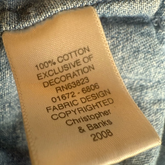 Vtg Christopher & Banks Womens Denim Shirt Turtle Embroidered Nautical Nature L - Picture 12 of 13